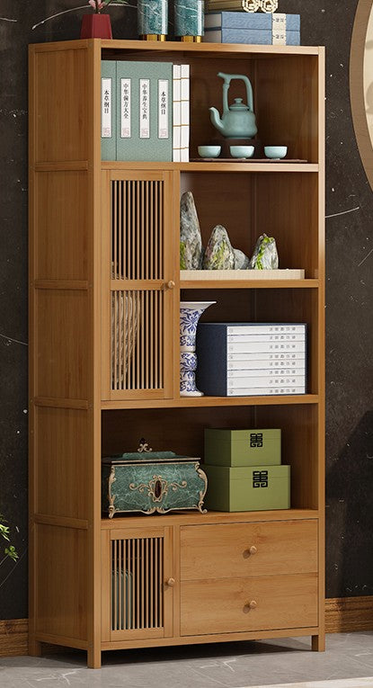 Bamboo Modern Style Book Case Cabinet Book Shelf With Door Drawer Multi Use Strong Elegant everythingbamboo