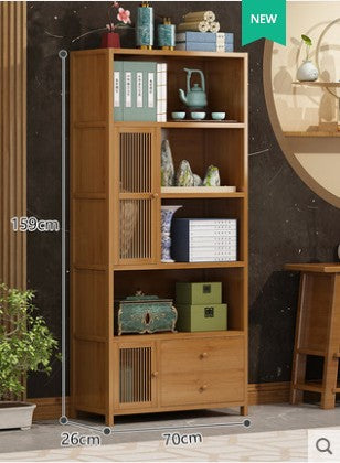 Bamboo Modern Style Book Case Cabinet Book Shelf With Door Drawer Multi Use Strong Elegant everythingbamboo