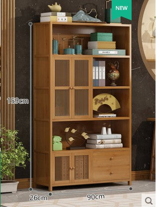 Bamboo Modern Style Book Case Cabinet Book Shelf With Door Drawer Multi Use Strong Elegant everythingbamboo
