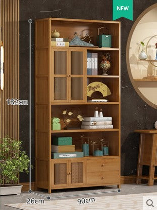 Bamboo Modern Style Book Case Cabinet Book Shelf With Door Drawer Multi Use Strong Elegant everythingbamboo