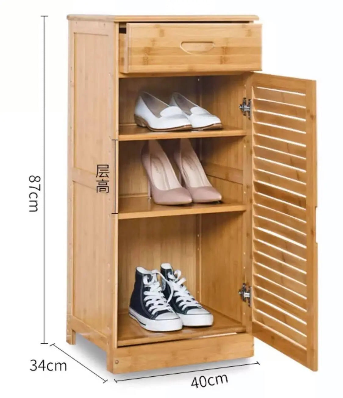 Bamboo Multi-Tiers Shoe Racks Shelf With Door Bamboo Shelves Storage Book Case everythingbamboo