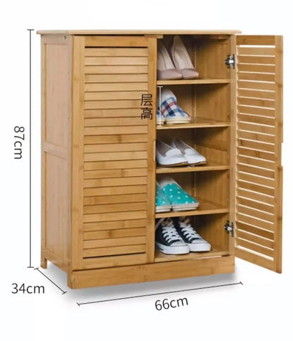 Bamboo Multi-Tiers Shoe Racks Shelf With Door Bamboo Shelves Storage Book Case everythingbamboo