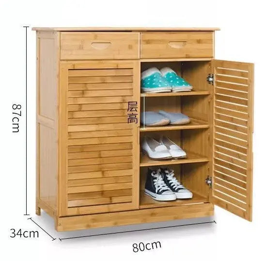 Bamboo Multi-Tiers Shoe Racks Shelf With Door Bamboo Shelves Storage Book Case everythingbamboo