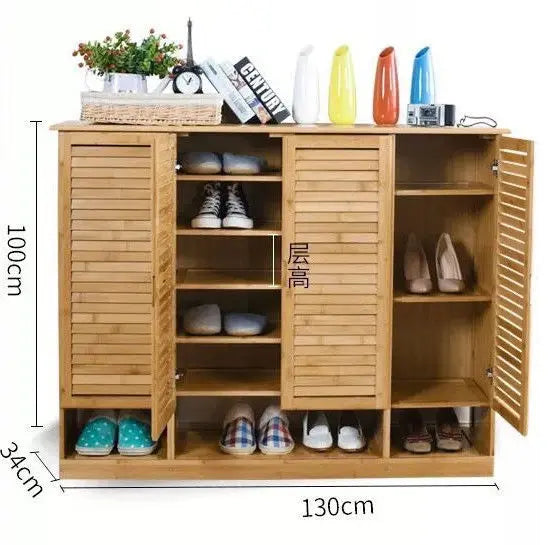 Bamboo Multi-Tiers Shoe Racks Shelf With Door Bamboo Shelves Storage Book Case everythingbamboo