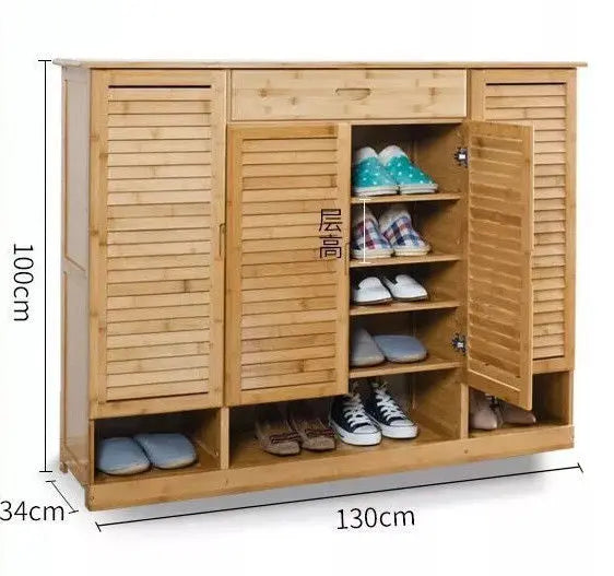 Bamboo Multi-Tiers Shoe Racks Shelf With Door Bamboo Shelves Storage Book Case everythingbamboo