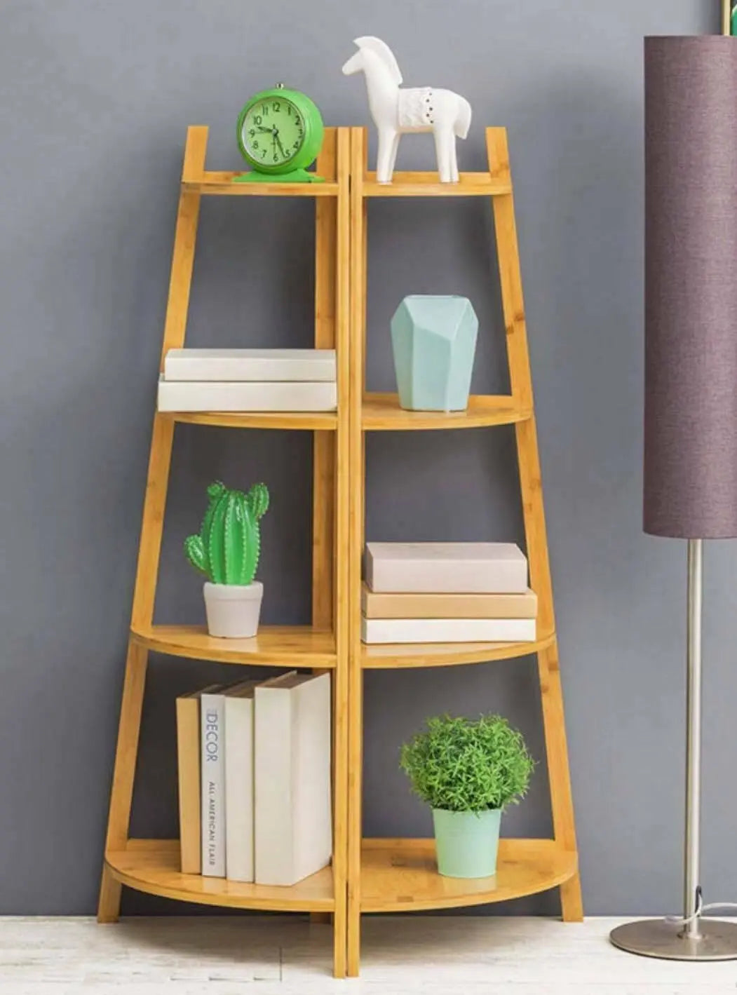 Bamboo Multiple Tiers Bookcase Corner Bookshelf Storage Cabinet Rack Organizer everythingbamboo