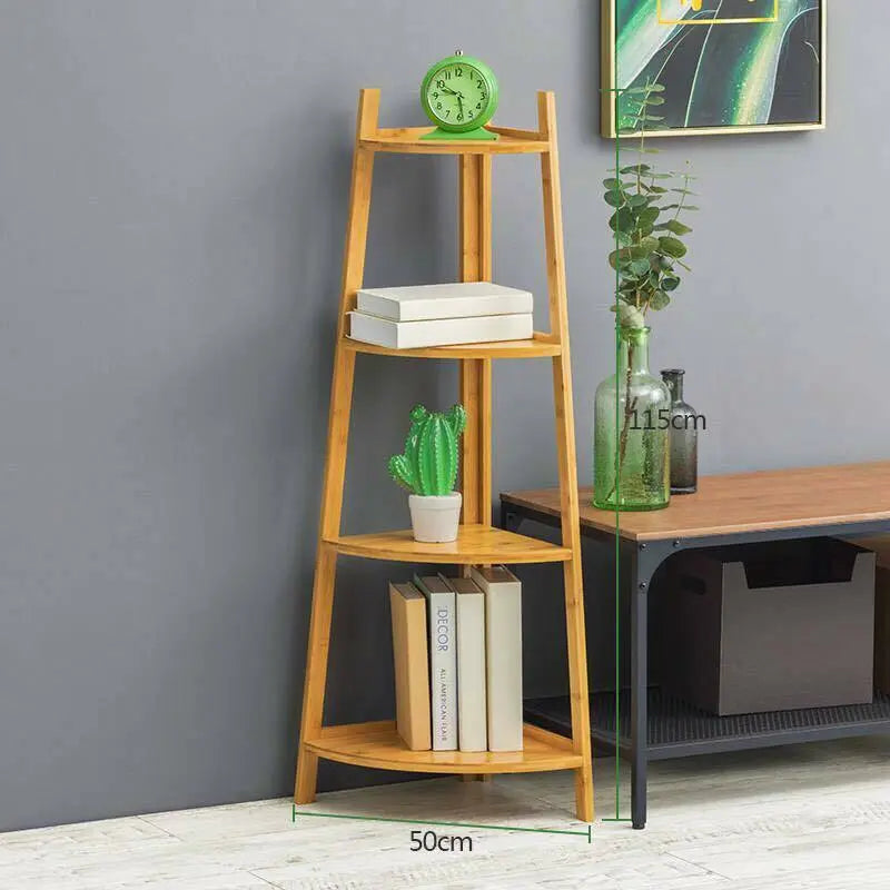 Bamboo Multiple Tiers Bookcase Corner Bookshelf Storage Cabinet Rack Organizer everythingbamboo