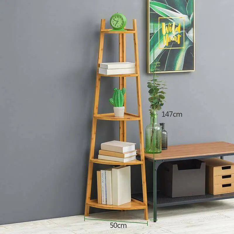 Bamboo Multiple Tiers Bookcase Corner Bookshelf Storage Cabinet Rack Organizer everythingbamboo