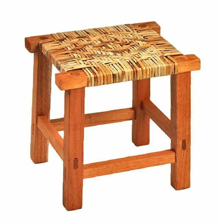 Bamboo Rattan Stool Handwoven Handmade Vintage Stool Ottoman Plant Stand Artwork Home Decor everythingbamboo