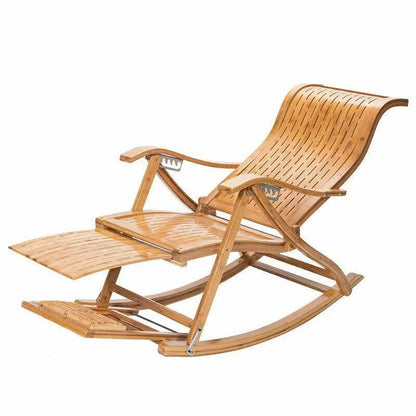 Bamboo Rocking Chair Adjustable Foldable Recliner Rocking Chair Foot Massage everythingbamboo