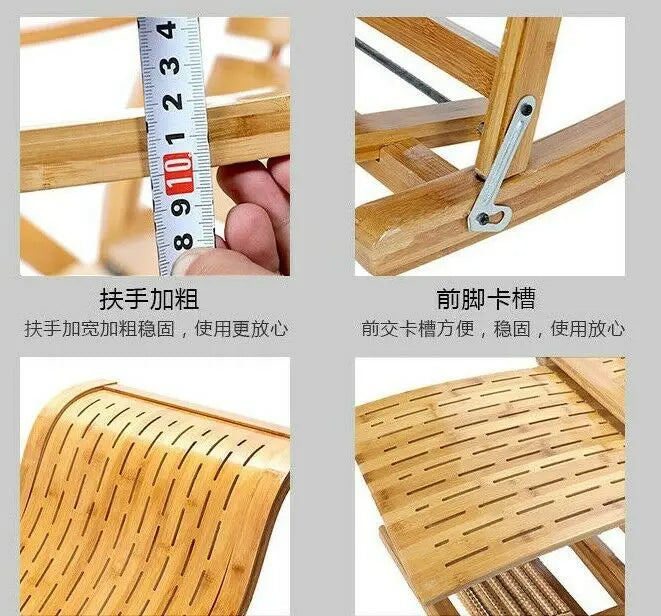 Bamboo Rocking Chair Adjustable Foldable Recliner Rocking Chair Foot Massage everythingbamboo