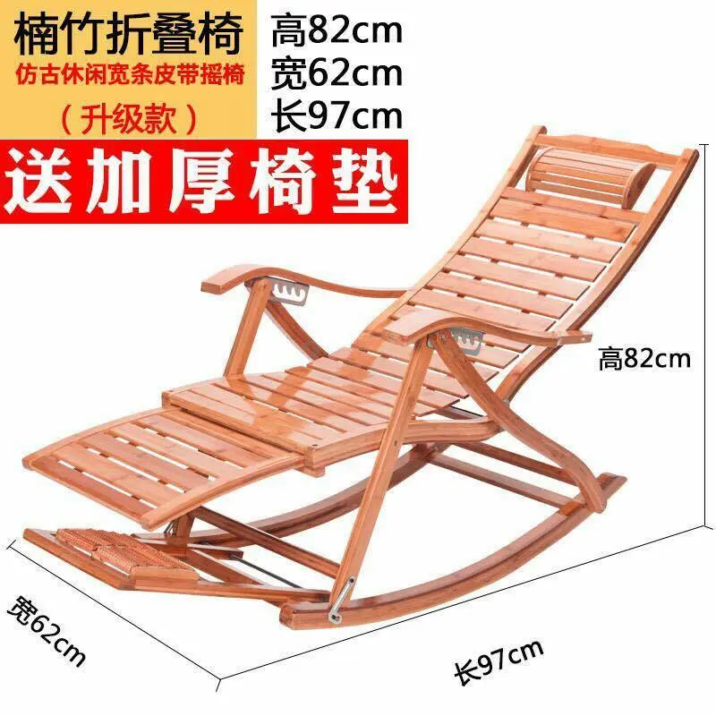 Bamboo Rocking Chair Adjustable Foldable Recliner Rocking Chair Foot Massage everythingbamboo