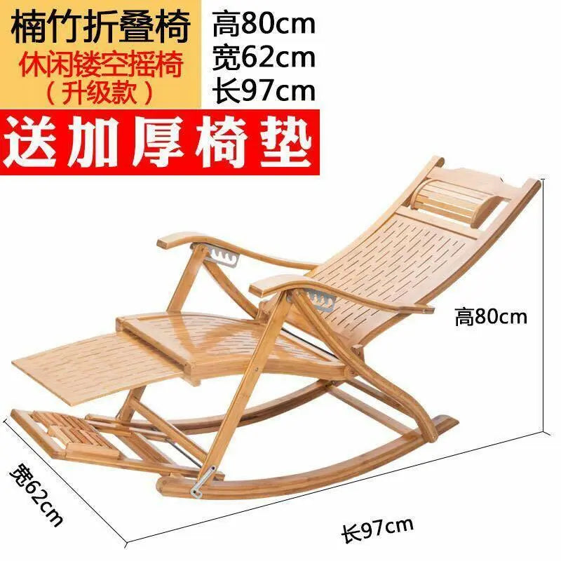 Bamboo Rocking Chair Adjustable Foldable Recliner Rocking Chair Foot Massage everythingbamboo