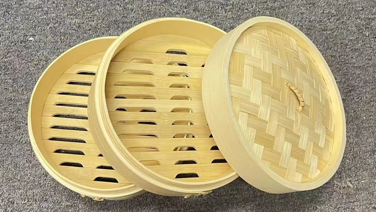 Bamboo Steamer 2 Tier with Lid Baskets Storage Multiple Use BPT14 everythingbamboo