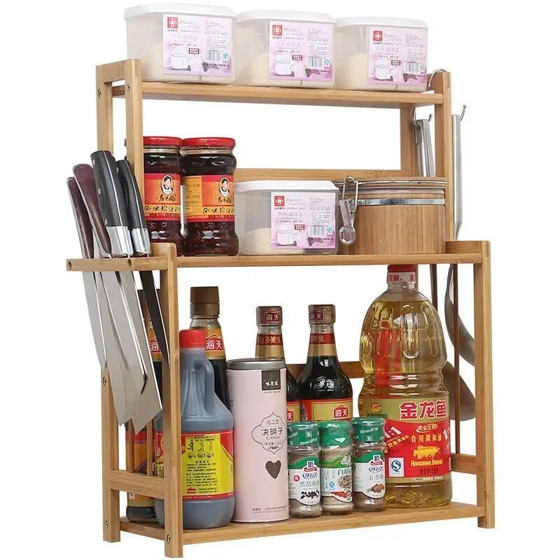 Bamboo Storage Shelf Rack Holder Organizer Kitchen Cabinet Stand Multi Functions everythingbamboo