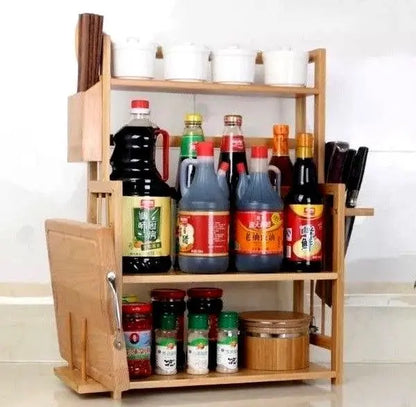 Bamboo Storage Shelf Rack Holder Organizer Kitchen Cabinet Stand Multi Functions everythingbamboo