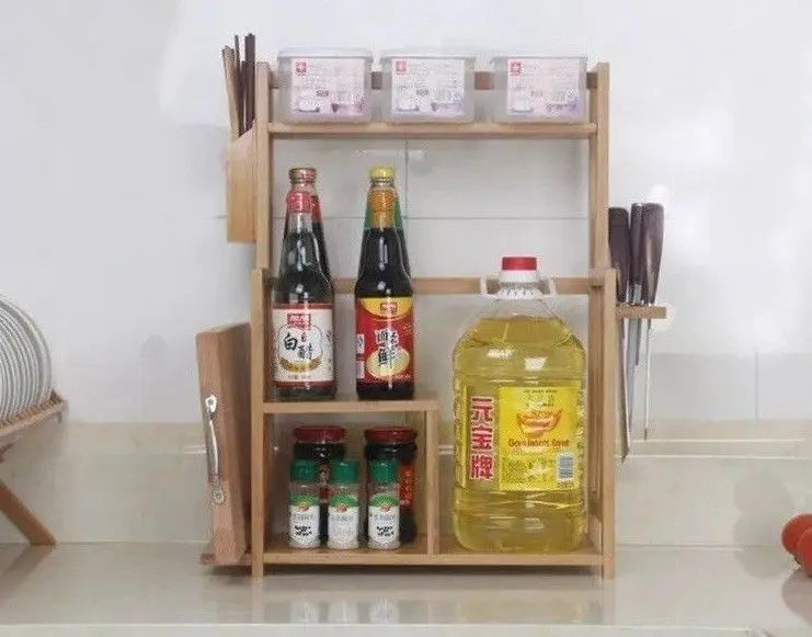 Bamboo Storage Shelf Rack Holder Organizer Kitchen Cabinet Stand Multi Functions everythingbamboo