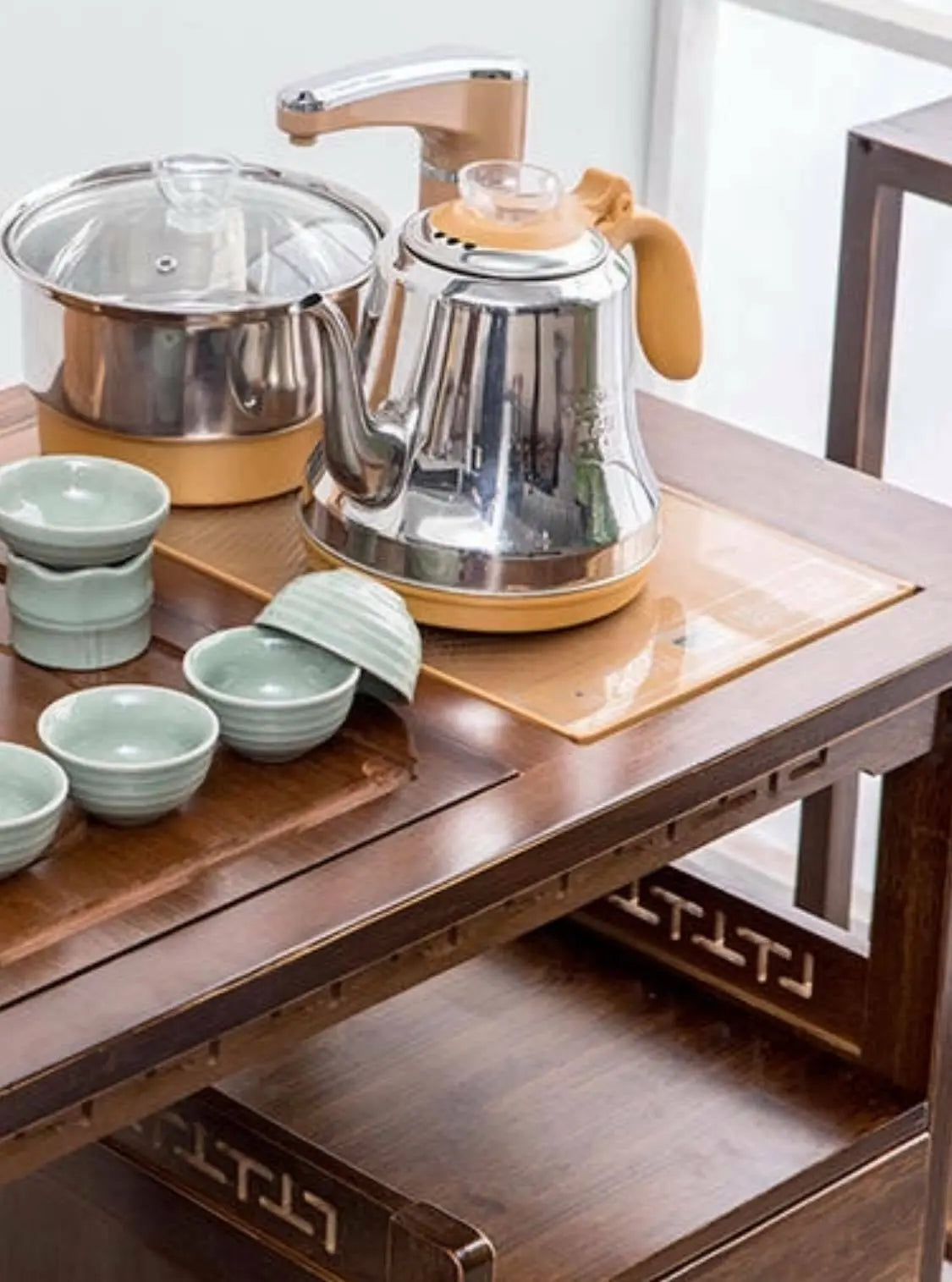 Bamboo Table Bamboo Gongfu Tea Coffee Table Serving Tray Cabinet With Wheels everythingbamboo