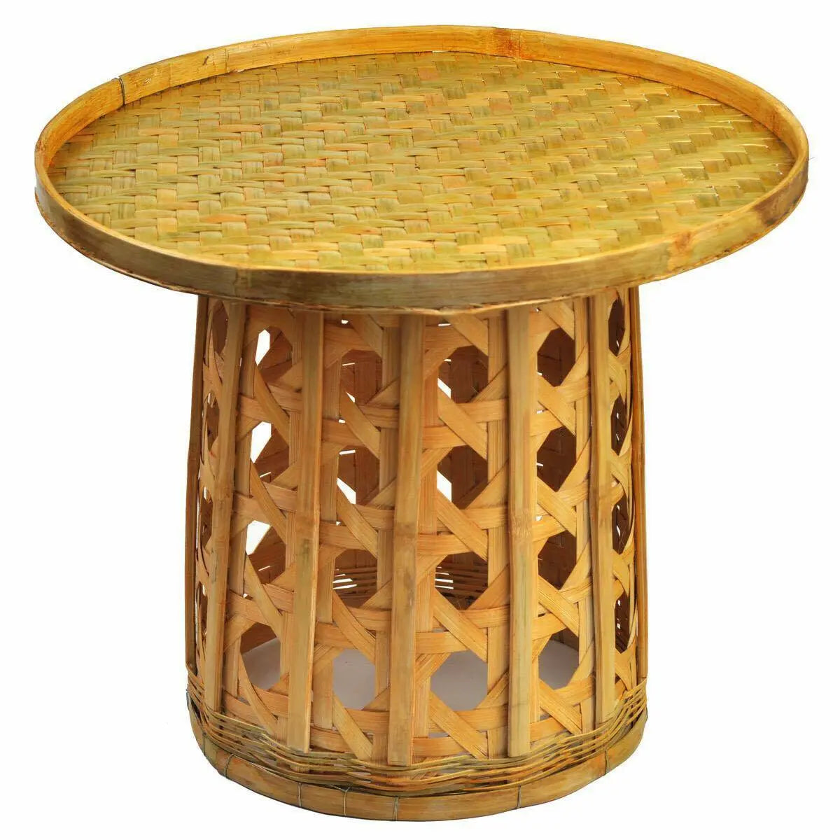 Bamboo Table Bamboo Handwoven Handmade Round Coffee Tea Dining Table Artwork everythingbamboo