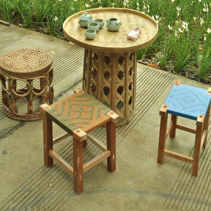 Bamboo Table Bamboo Handwoven Handmade Round Coffee Tea Dining Table Artwork everythingbamboo