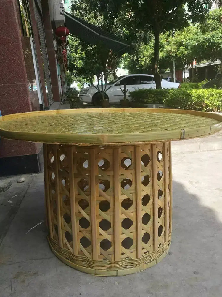 Bamboo Table Bamboo Handwoven Handmade Round Coffee Tea Dining Table Artwork everythingbamboo