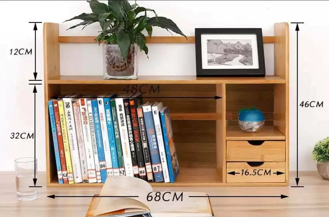 Bamboo Table Desktop Storage Books Organiser With Drawers Desk Shelf Storage everythingbamboo