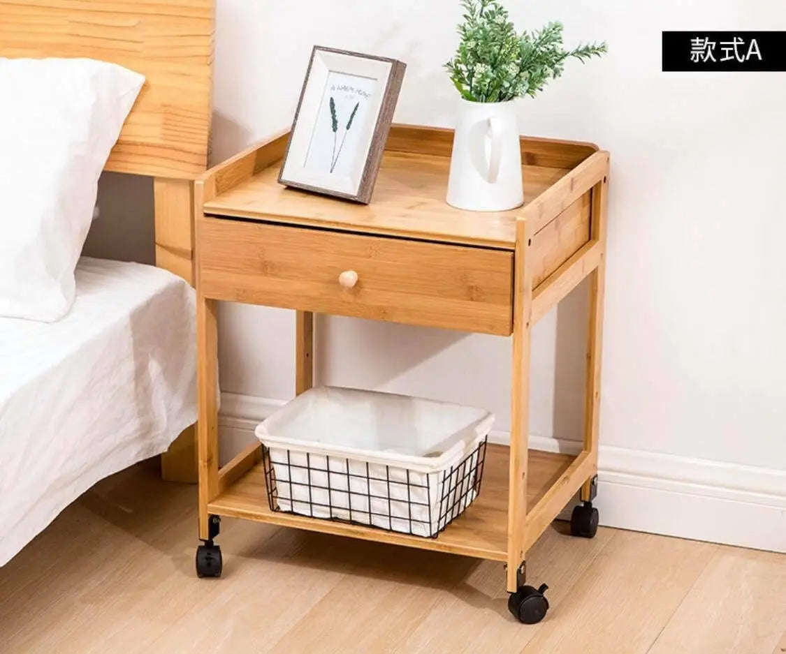 Bamboo Table Portable Bedside Table Coffee Table With Wheels Modern Storage everythingbamboo