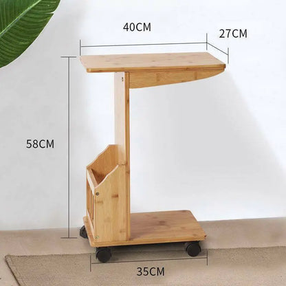 Bamboo Table Portable Coffee Side Table Cart With Wheels Food Car Trolley Table everythingbamboo