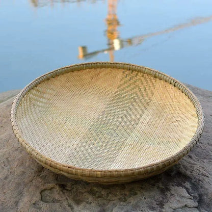 Bamboo Traditional Handwoven Handmade Round Plate Fruit Basket Storage everythingbamboo