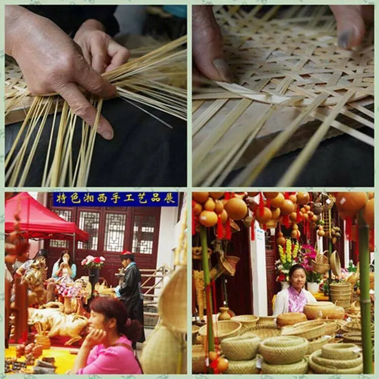 Bamboo Traditional Handwoven Handmade Round Plate Fruit Basket Storage everythingbamboo