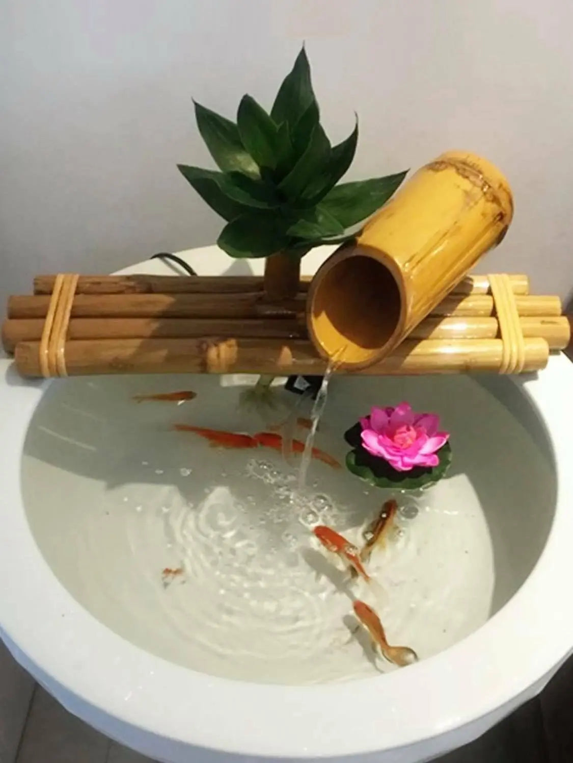 Bamboo Water Fountain Water Feature Flowing Indoor Outdoor Garden Decoration everythingbamboo