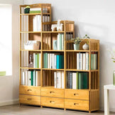 Bamboo Wooden Bookcase Bookshelf Multi-Tiers Storage Rack Shelf Offic ...