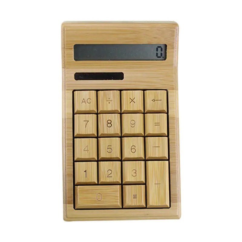 Bamboo Wooden Calculator Natural Handmade Crafted Solar Power 12 Digits ...