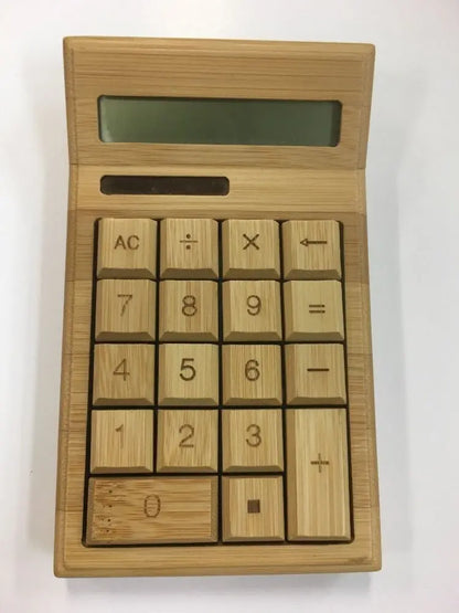 Bamboo Wooden Calculator Natural Handmade Crafted Solar Power 12 Digits everythingbamboo