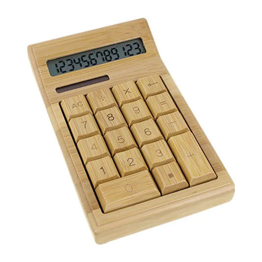 Bamboo Wooden Calculator Natural Handmade Crafted Solar Power 12 Digits everythingbamboo