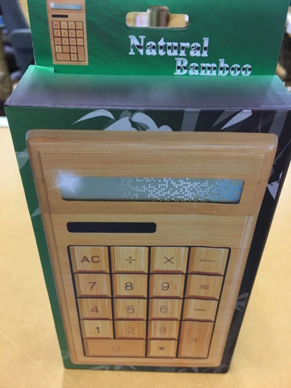 Bamboo Wooden Calculator Natural Handmade Crafted Solar Power 12 Digits everythingbamboo