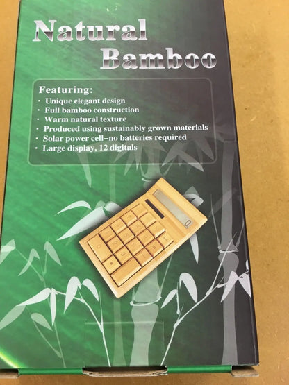 Bamboo Wooden Calculator Natural Handmade Crafted Solar Power 12 Digits everythingbamboo