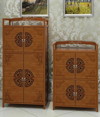 Bamboo Wooden Case With Door Kitchen Storage Elegant Antique Style 楠竹仿古柜子储物柜 everythingbamboo