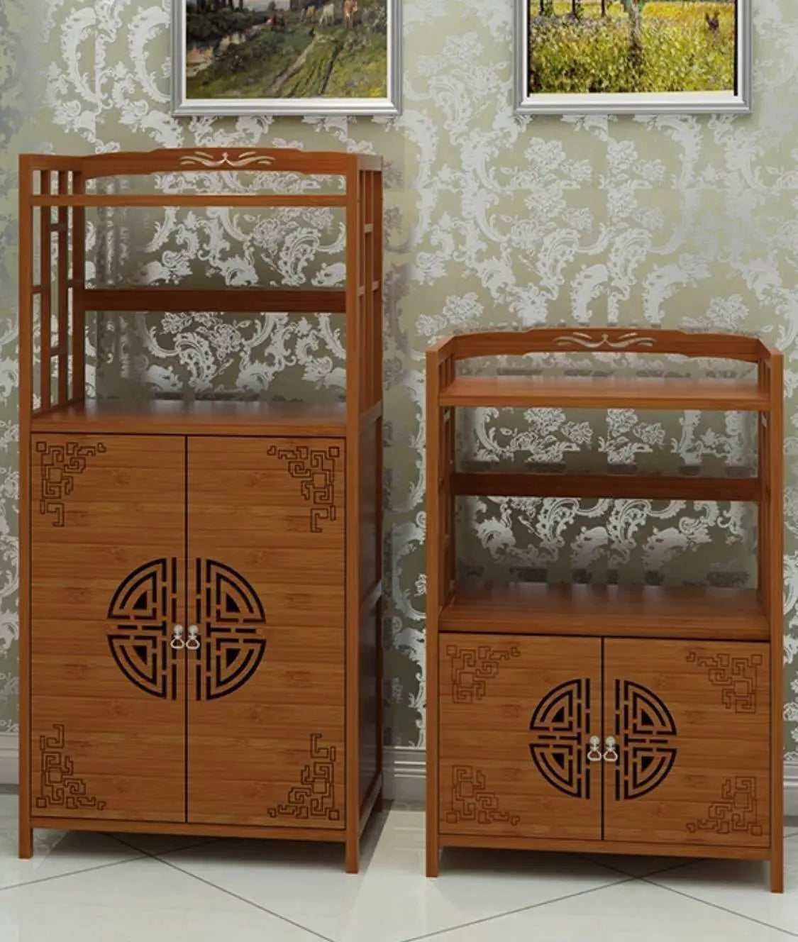 Bamboo Wooden Case With Door Kitchen Storage Elegant Antique Style 楠竹仿古柜子储物柜 everythingbamboo