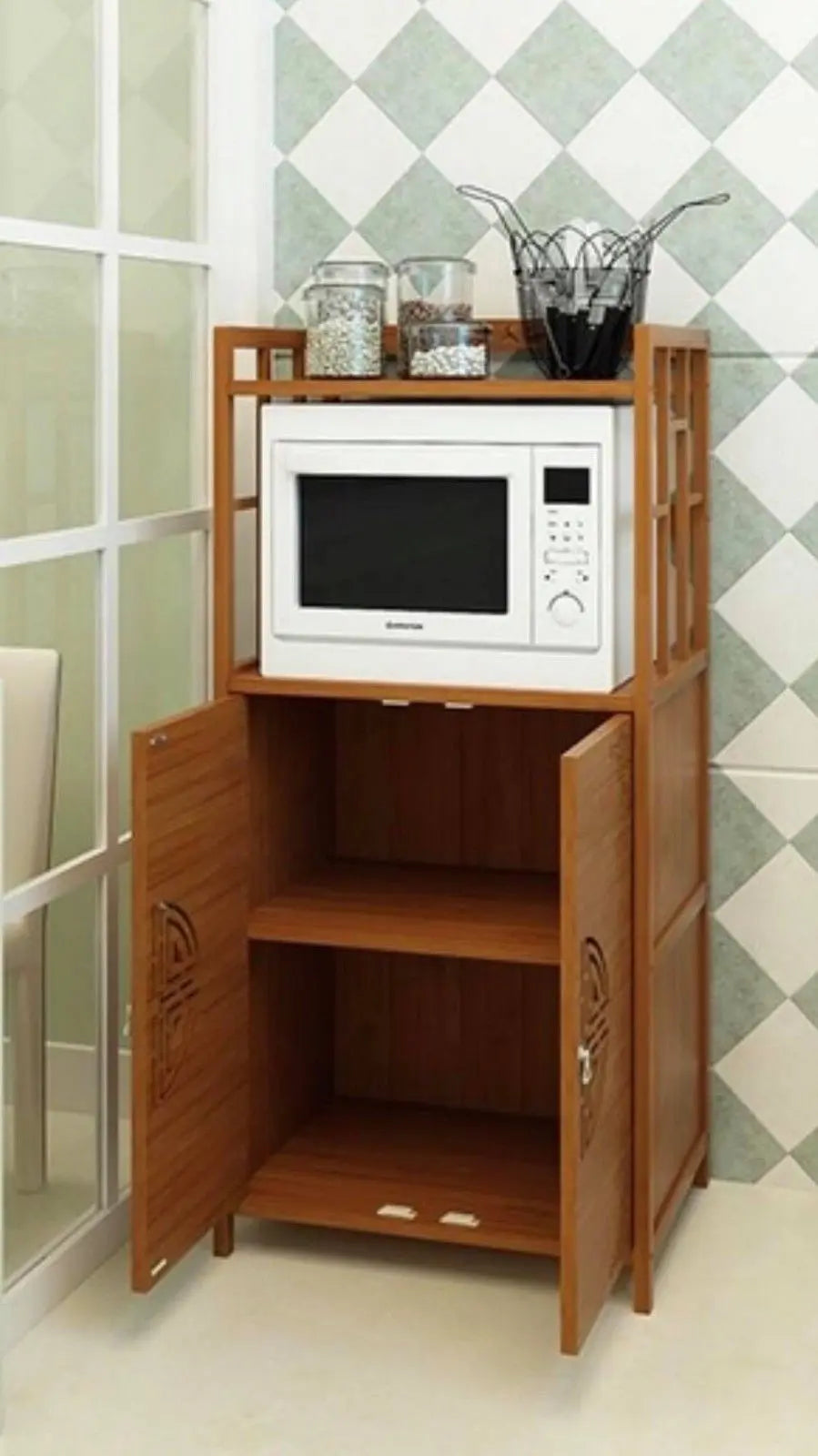 Bamboo Wooden Case With Door Kitchen Storage Elegant Antique Style 楠竹仿古柜子储物柜 everythingbamboo