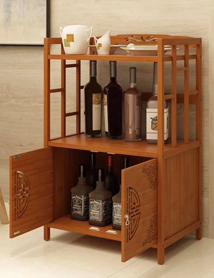 Bamboo Wooden Case With Door Kitchen Storage Elegant Antique Style 楠竹仿古柜子储物柜 everythingbamboo