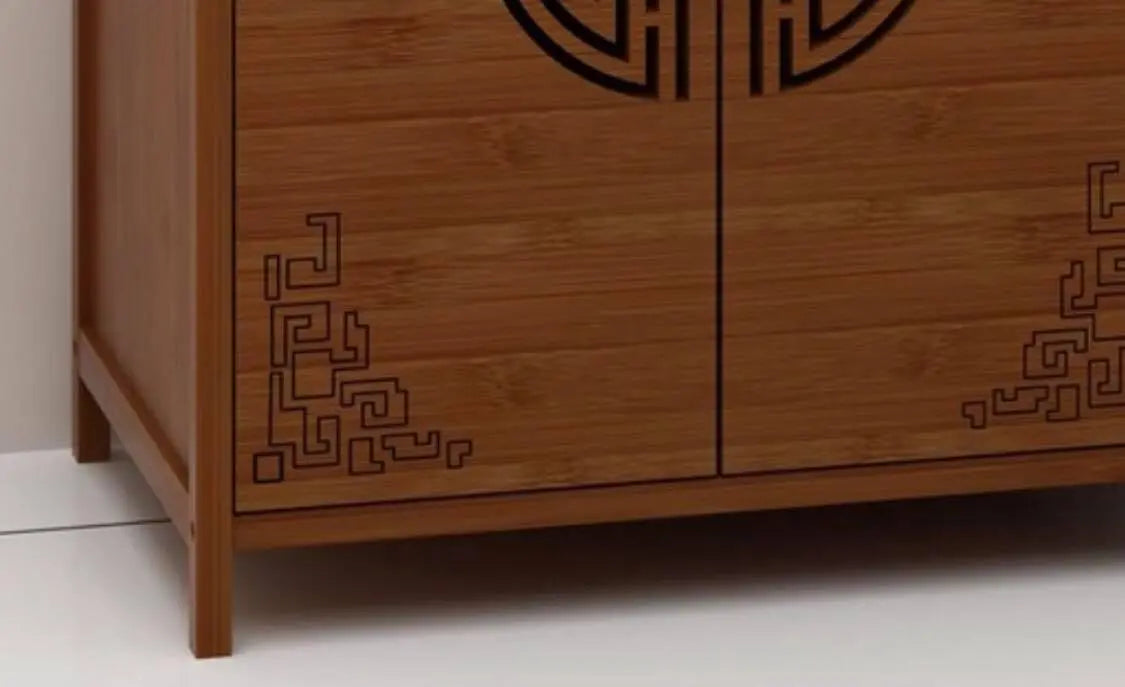 Bamboo Wooden Case With Door Kitchen Storage Elegant Antique Style 楠竹仿古柜子储物柜 everythingbamboo
