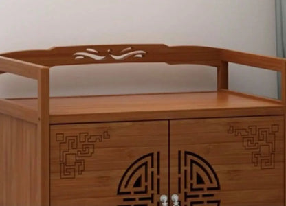 Bamboo Wooden Case With Door Kitchen Storage Elegant Antique Style 楠竹仿古柜子储物柜 everythingbamboo
