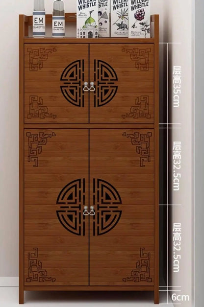 Bamboo Wooden Case With Door Kitchen Storage Elegant Antique Style 楠竹仿古柜子储物柜 everythingbamboo