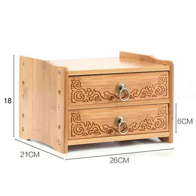 Bamboo Wooden Desk Organizer Multi-use Stationary Box Storage Decorative Drawers space saver everythingbamboo