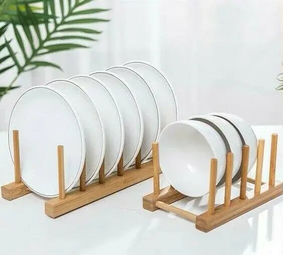 Bamboo Wooden Dish Rack Drainer Plate Holder Drying Bowls Rack Stand Kitchen BKW06 everythingbamboo