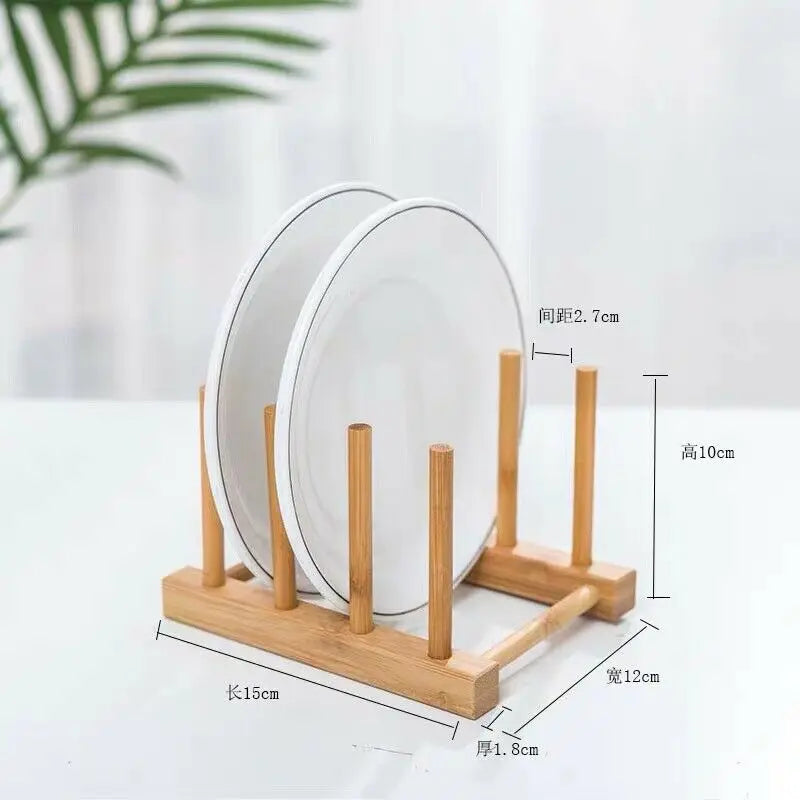 Shelf Wooden Plate Display Stand Dish Drying Rack Wooden Plate