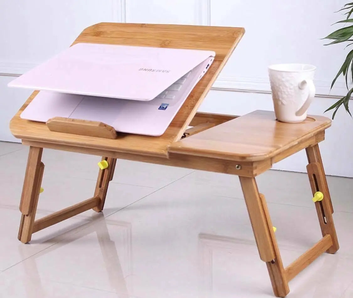 Bamboo Wooden Laptop Stand Foldable Adjustable Table Plate Holder Rack everythingbamboo