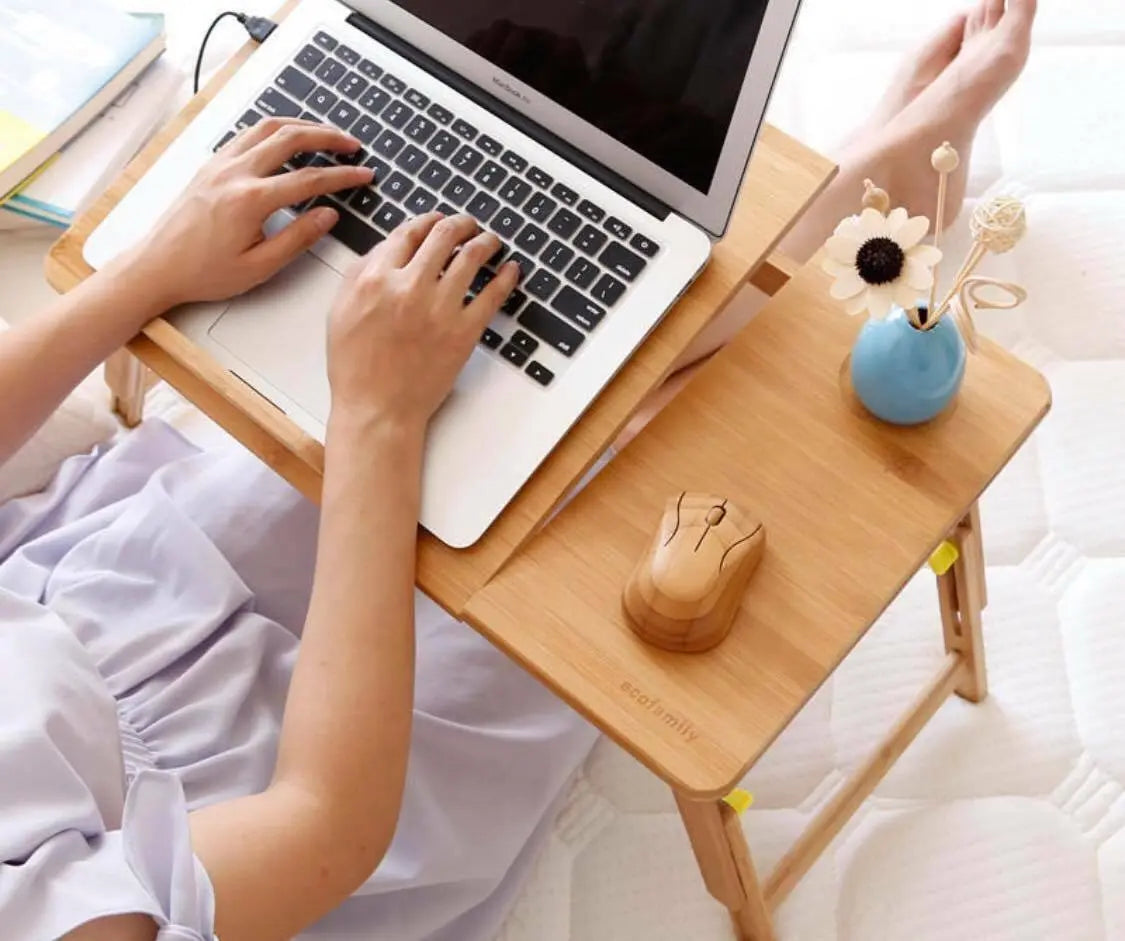 Bamboo on sale laptop table