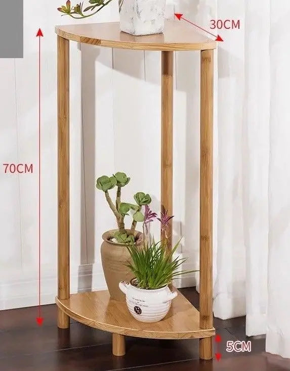 Bamboo Wooden Plant Stand Fan Shape Garden Planter Flower Pot Shelf Elegant everythingbamboo